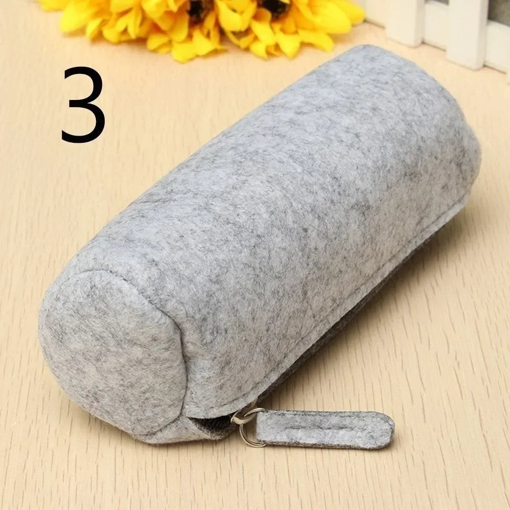 Retro Felt Pencil Pen Case Pouch Zipper Bag Portable Purse School