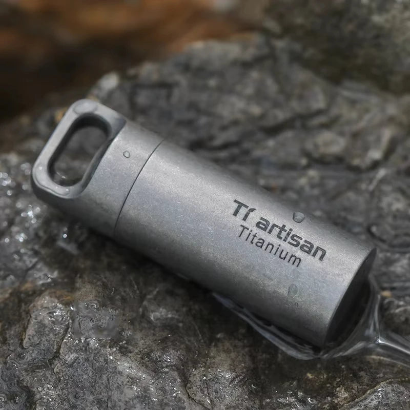 Tiartisan Titanium Mini EDC Tools Portable Sealed Medicine Bottle Home Outdoor Pill Box Waterproof Titanium Pill container Peaceful Pleasures Health and Wellness