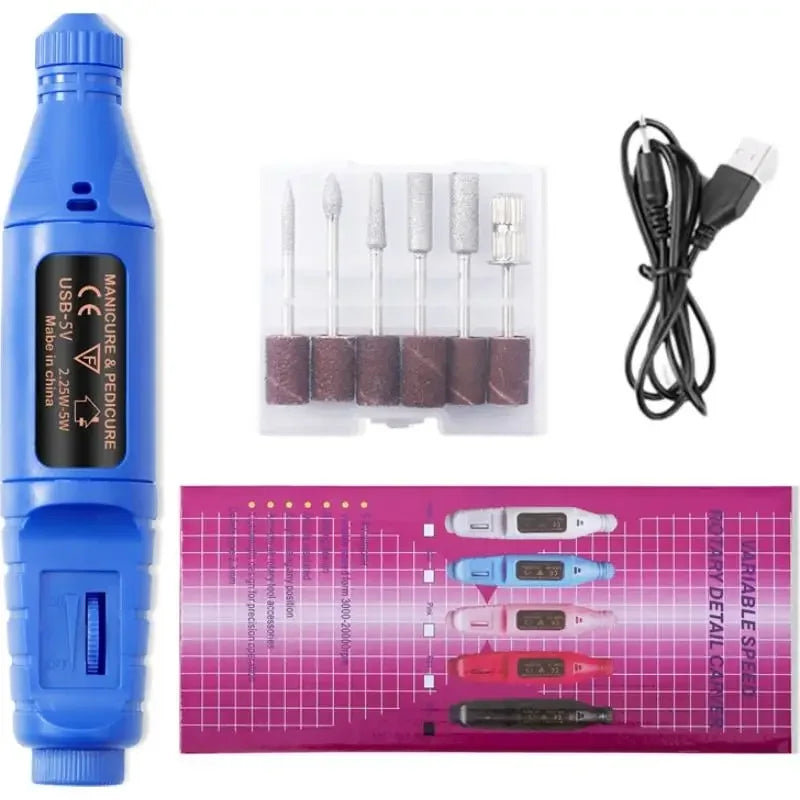 Rechargeable Electric Nail Drill & File Set – 6 Bits Peaceful Pleasures Health and Wellness C