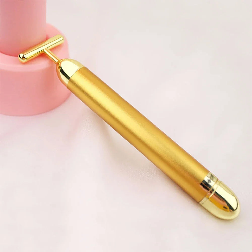 24K Gold Facial Beauty Bar | Vibrating Firming Roller Massager