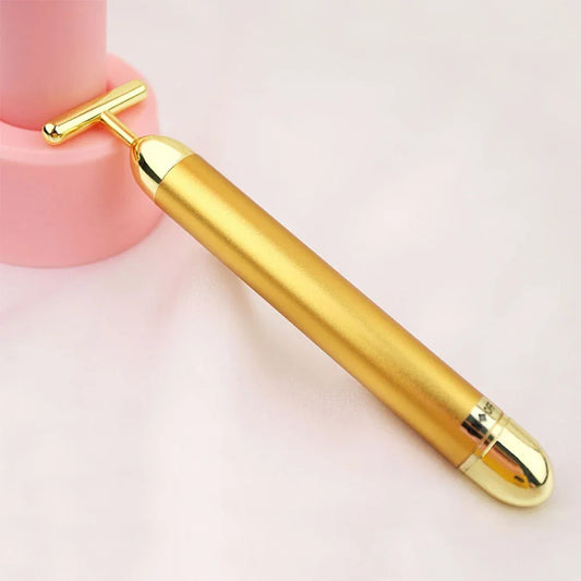 24K Gold Facial Beauty Bar | Vibrating Firming Roller Massager Facial Roller Massager Peaceful Pleasures Health and Wellness gold