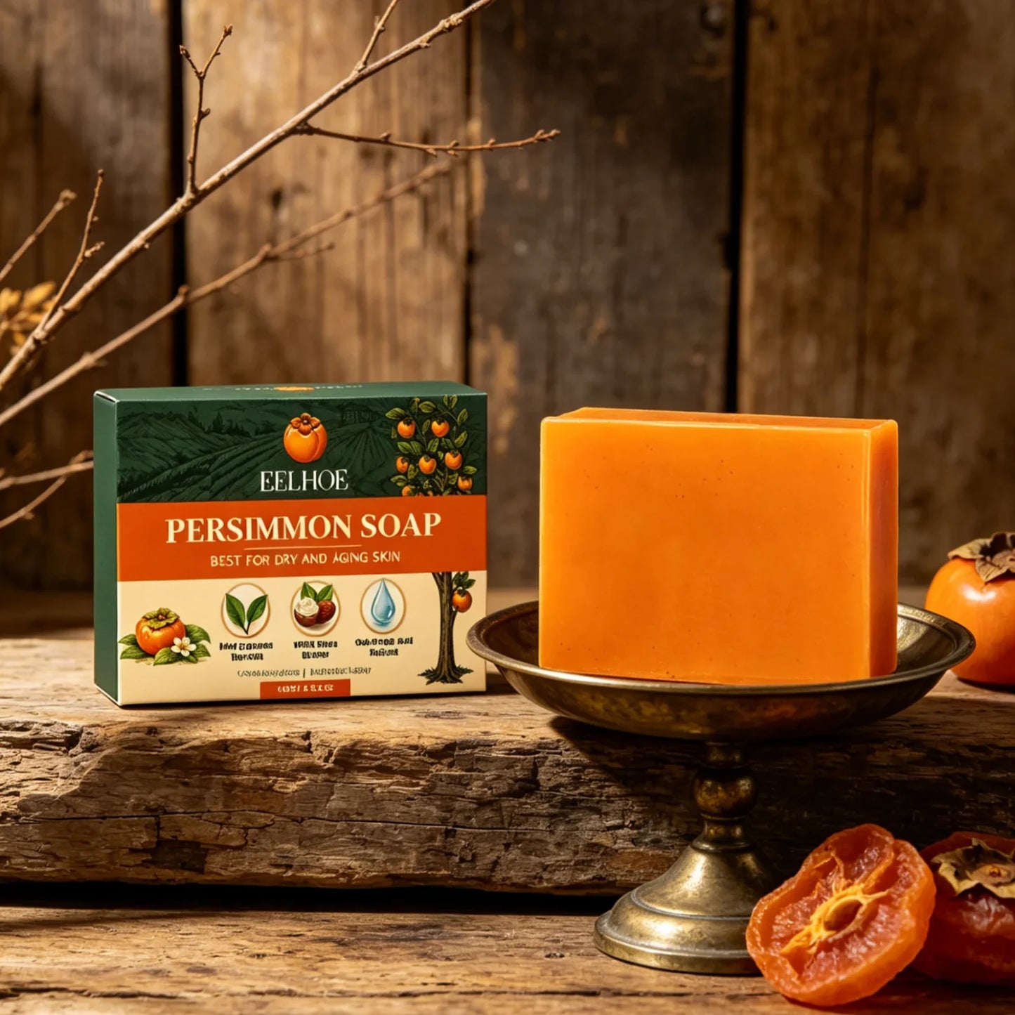 EELHOE Persimmon Soap Bar – Exfoliating, Deodorant & Moisturizing