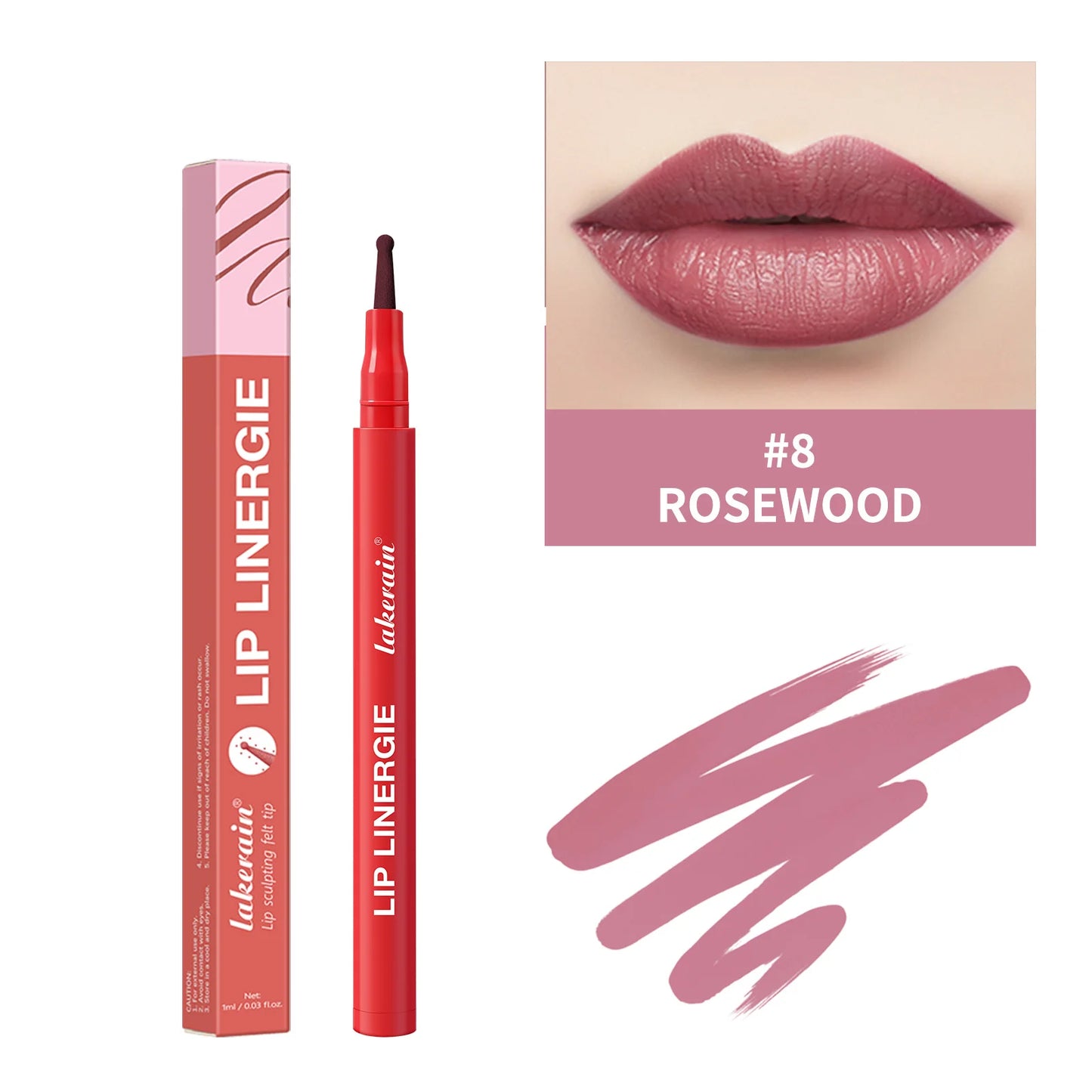 8 Colors Lip Lingerie Lip Liner Long Lasting Waterproof Stain Transfer Proof Smudge Resistant Color No Bleed Formula Cosmetics Peaceful Pleasures Health and Wellness 08 ROSEWOOD