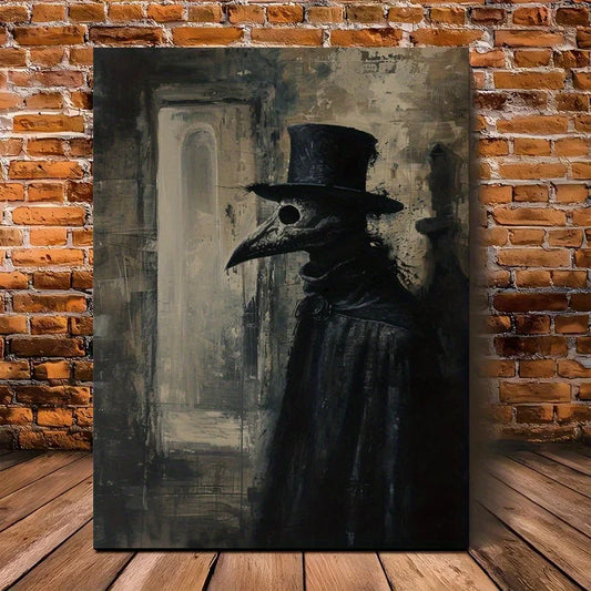 Spooky Gothic Plague Doctor Canvas Wall Art Dark Academia Style Frameless Painting, Perfect for Halloween, Home Decor Poster Peaceful Pleasures Health and Wellness ZLH5184 40x60cm No Frame