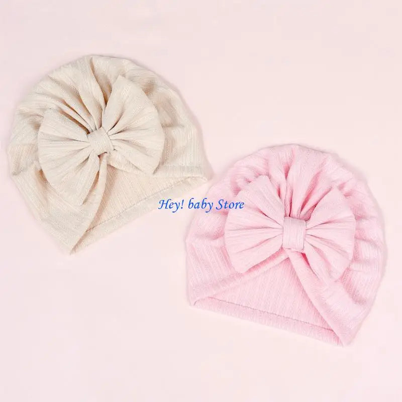 Baby Bowknot Turban Beanie Hat | Newborn Photo Prop 0–12M