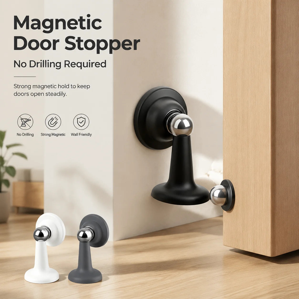Silicone Anti-collision Door Stopper Strong Magnetic Silent No Punching Wall Floor Compatible Door Holder Peaceful Pleasures Health and Wellness