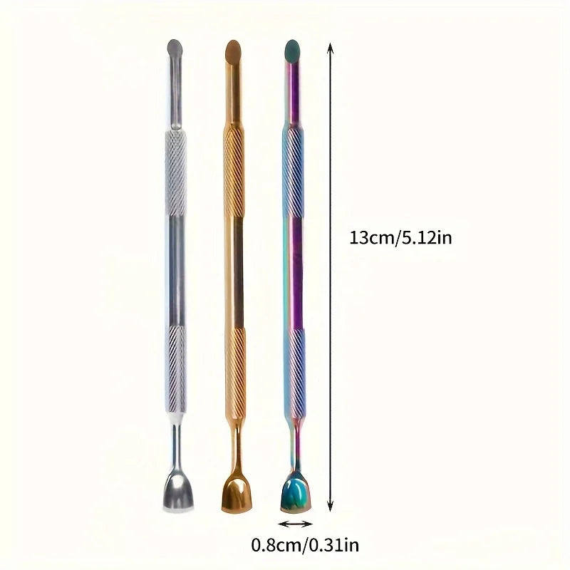 Russian-Style Double-Ended Stainless Steel Cuticle Pusher – 3 Colors