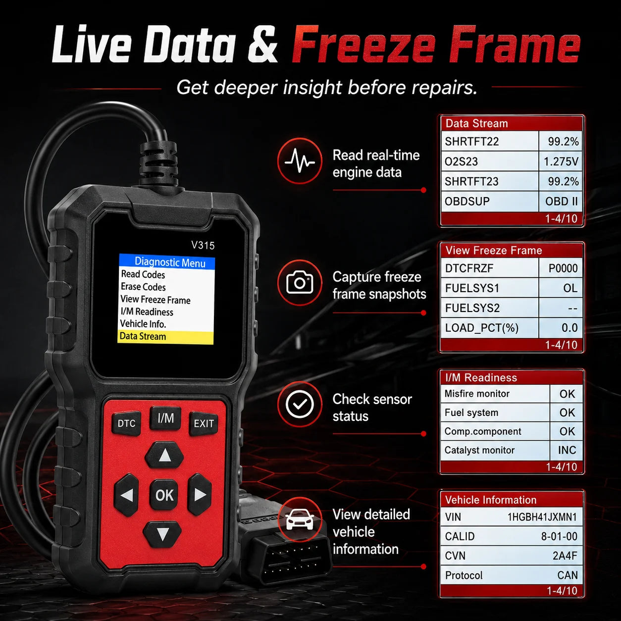 V315 OBD2 Scanner – Engine Diagnostic Code Reader Tool Peaceful Pleasures Health and Wellness