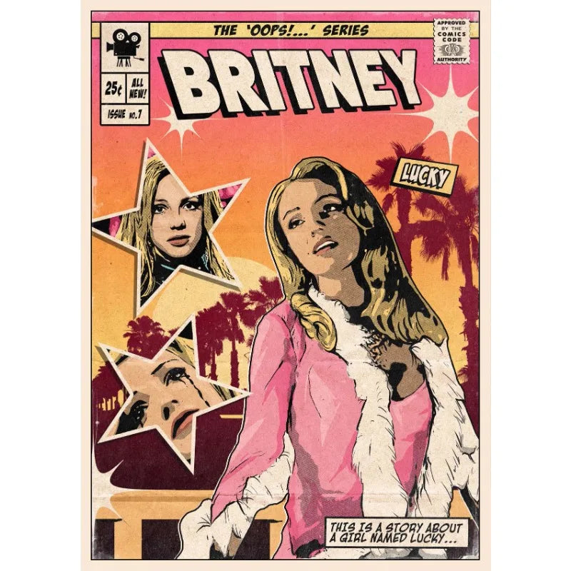 Classic Pop Singer Britney P!nk Katy Retro Comic Style Album Covers Aesthetic Poster Canvas Painting Wall Pictures Home Decor Peaceful Pleasures Health and Wellness 3 50x70cm Unframed