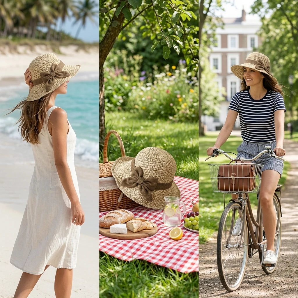 Women Summer Straw Sun Hat Wide Brim Foldable UV-Protection for Outdoor Activities Peaceful Pleasures Health and Wellness