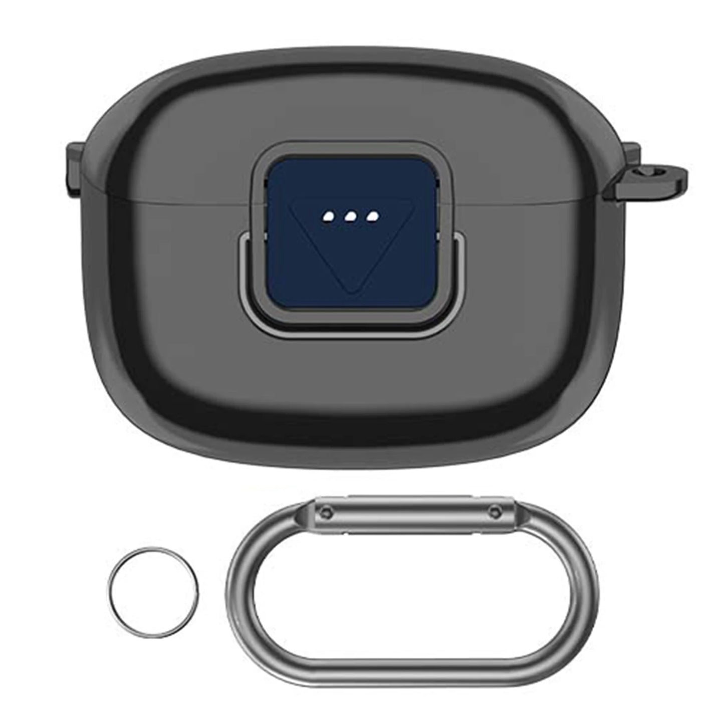 TPU Protective Case with Carabiner Protective Cover Shockproof Protective Shell for Tune Buds 2 Bluetooth-compatible Earbuds Peaceful Pleasures Health and Wellness Black