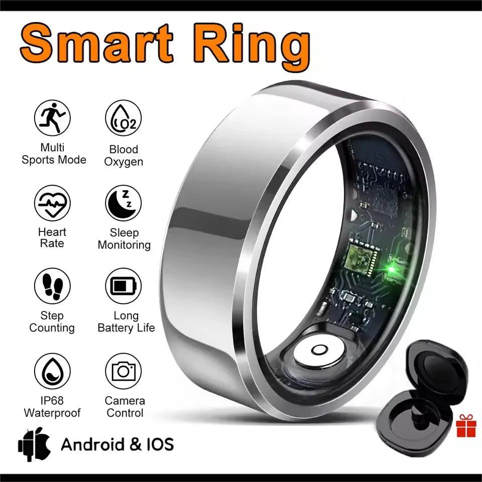 2026 Smart Ring Blood Pressure Heart Rate Sleep Monitoring Smartring IP68 & 5ATM Waterproof Multi-sport Mode Smartring Man Women Peaceful Pleasures Health and Wellness Silver Pro 10