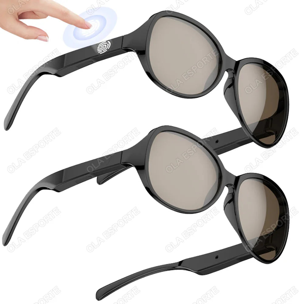 F07 Bluetooth Glasses With Music IP4 Waterproof Uv400 Wireless Stereo Polarizing Bezel Fishing Polarized Men's Sunglasses Sports Peaceful Pleasures Health and Wellness 2Pc Black