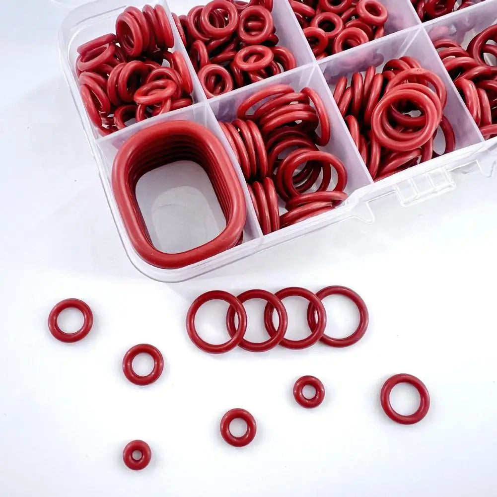 351pcs O Ring Gaskets Seal Red Silicone Oil and Heat Resistant,10 Sizes Rubber O Rings for Automotive, Plumbing Sealing Peaceful Pleasures Health and Wellness