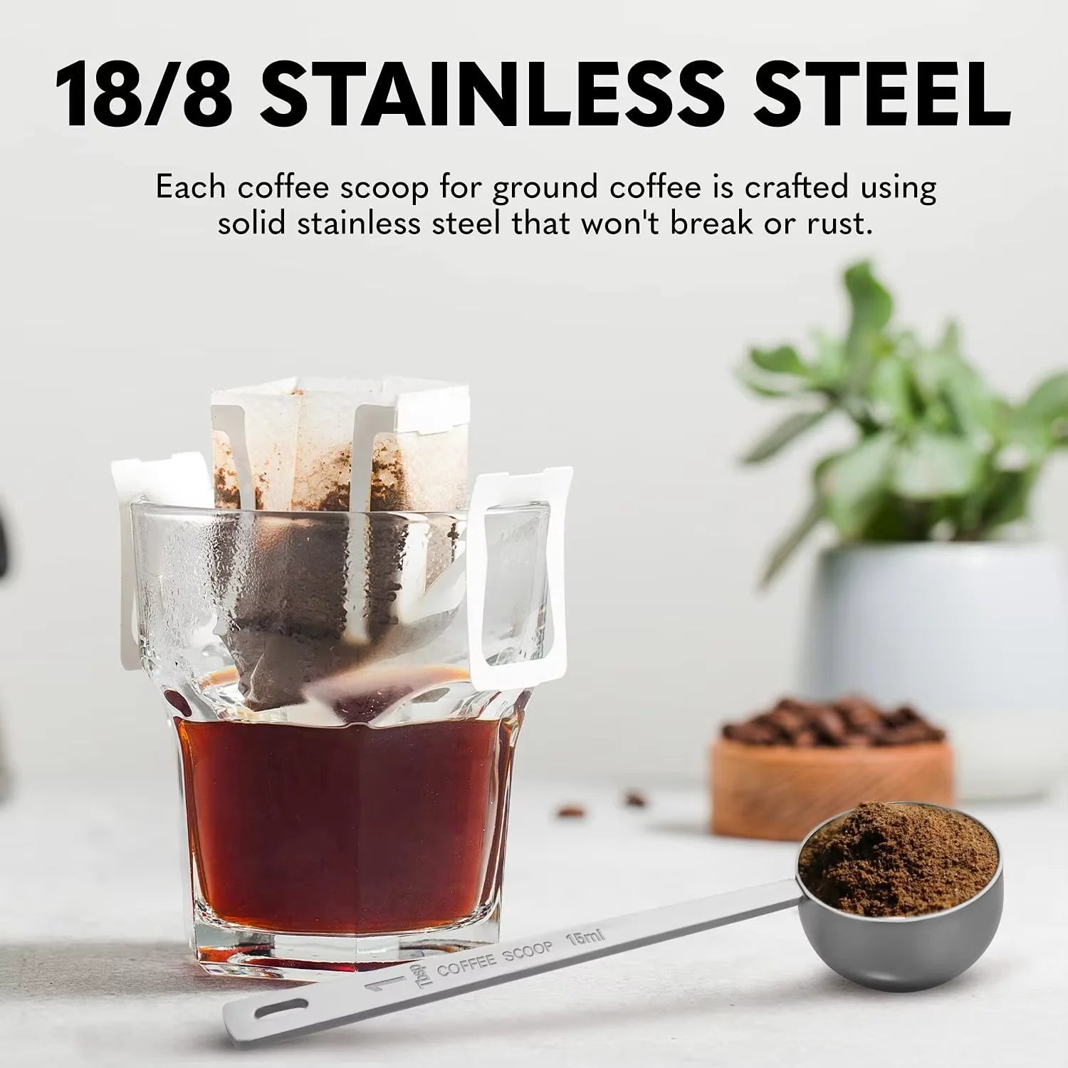 Stainless Steel Coffee Scoop, Measuring Spoons, Measuring Spoon Kitchen Measure Tools Peaceful Pleasures Health and Wellness