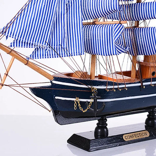 Wooden Sailing Ship Mediterranean Decoration Handmade Carved Nautical Boat Model Gift Gift Sailing Ship Boat Model Peaceful Pleasures Health and Wellness M1123