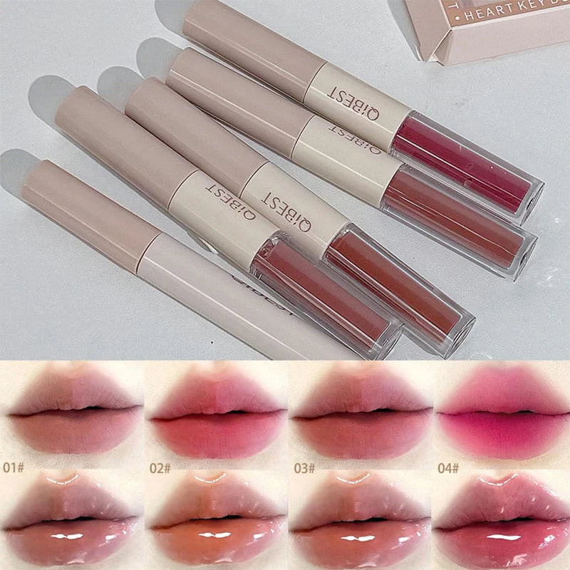 QIBEST Face Makeup Set 4pc Double End Lip Glaze, Pressed Powder,Blush,Eyeshadow, Eyebrow Pen,Eyeliner,Lip Oil Gift Cosmetics Peaceful Pleasures Health and Wellness