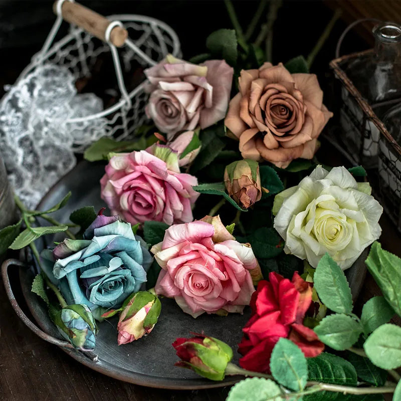 Big Silk Rose Branch – Artificial Flowers for Wedding & Home Decor