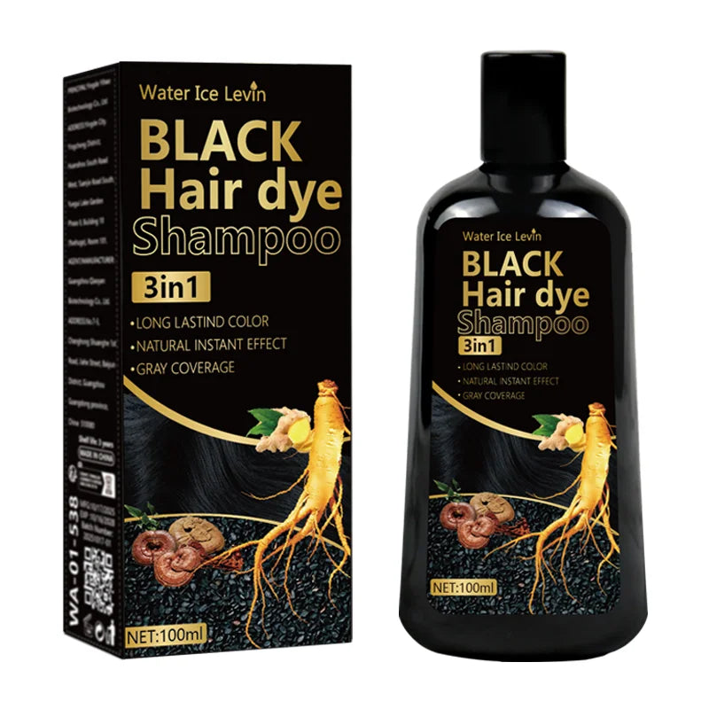 Natural Black Hair Dye Shampoo – Ginger & Ginseng | Mild, Non-Irritating, Long-Lasting Color Peaceful Pleasures Health and Wellness 1Pcs