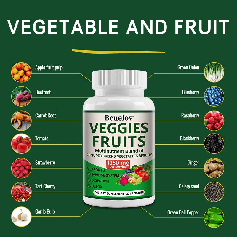 Green Superfood Capsules | 28 Fruits & Vegetables, Non-GMO