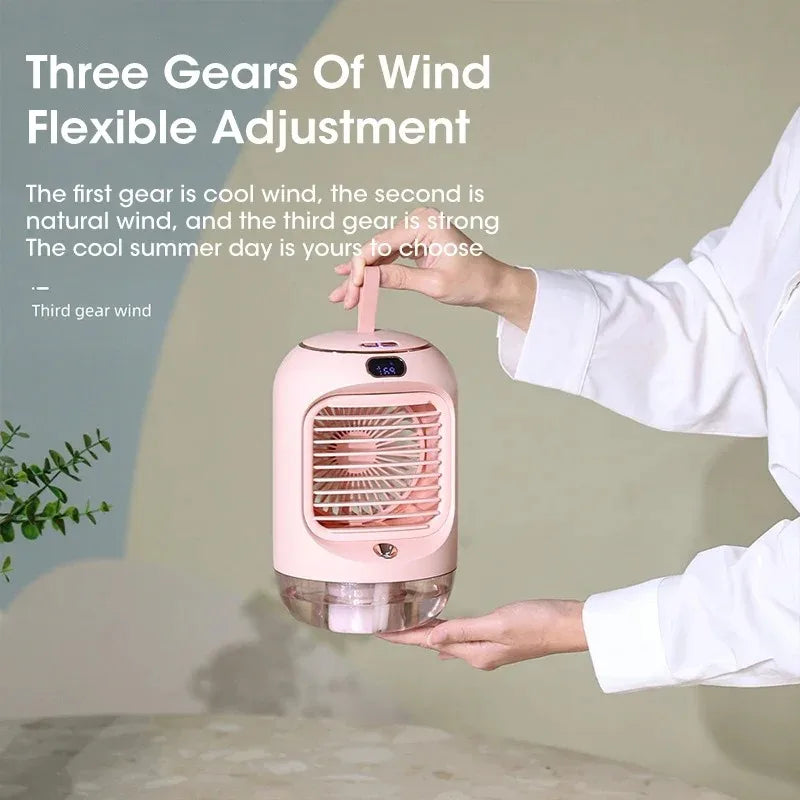 Rechargeable Portable USB Silent Mini Desktop Fan with Humidifier Night Light Air Cooler for Office Home Peaceful Pleasures Health and Wellness