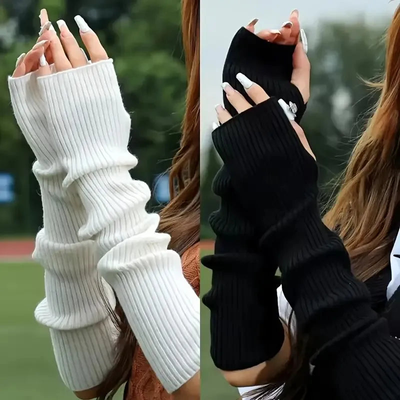 Women's Knitted Fingerless Gloves | Punk Arm Warmers