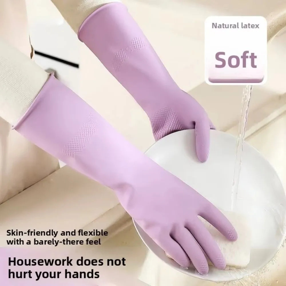 Reusable Latex Dishwashing Gloves – Non-Slip Waterproof Rubber