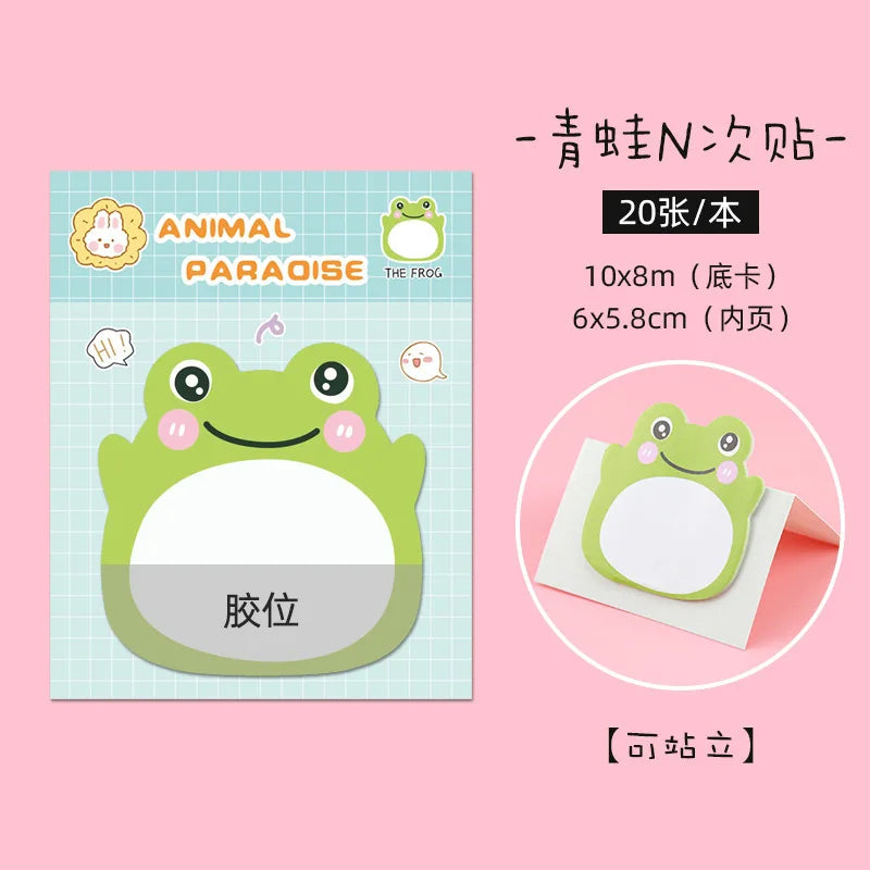 New 8 Packs Cartoon Small Animal Special-shaped Sticky Notes Office Simple Shape Creative Sticky Notes Cute Colorful Note Paper Peaceful Pleasures Health and Wellness 3Pcs-3
