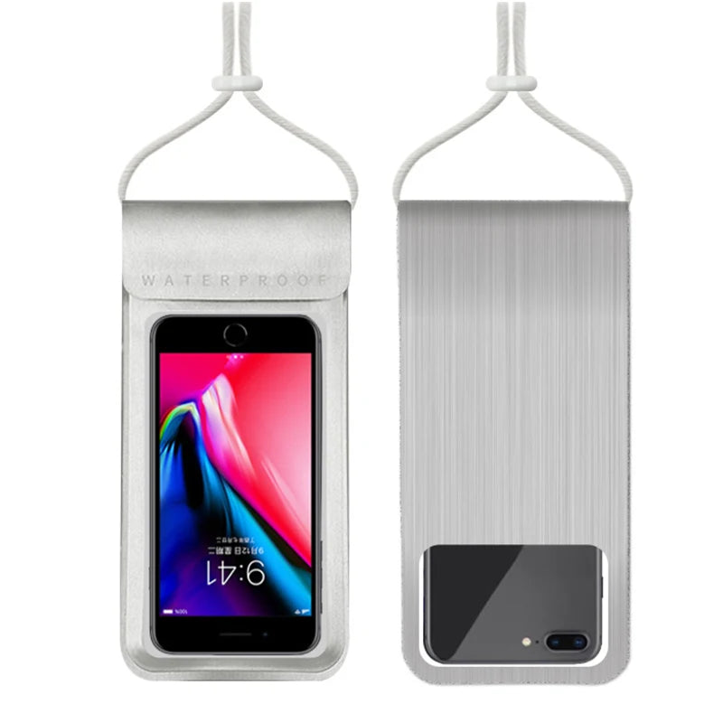 IPX8 waterproof mobile phone bag waterproof phone pouch for swimming phone armbands and pouches diving phone case under water Peaceful Pleasures Health and Wellness Gray(6.8inch)