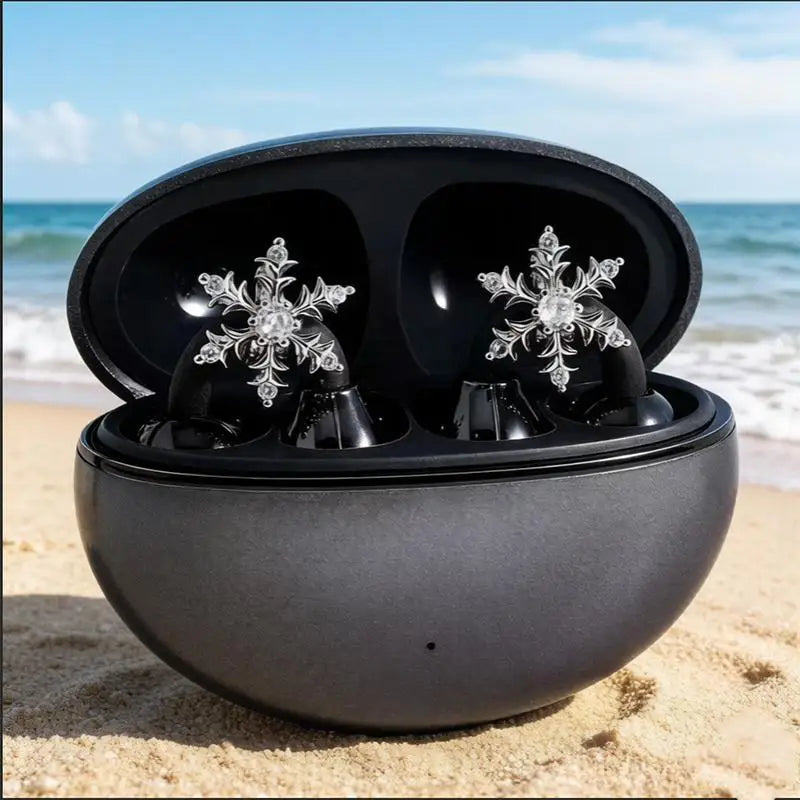 Snowflake CZ Earbud Charms – Clip-On Headphone Accessories