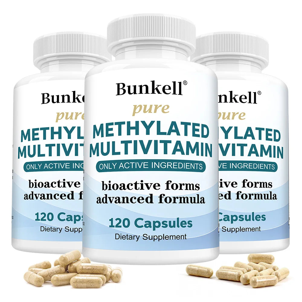 High-Potency Methylated Multivitamin - Whole Food, B-Complex, Hair Skin Energy, Stress, Immune & Maintain Heart Health Support Peaceful Pleasures Health and Wellness 120 count-3 bottle