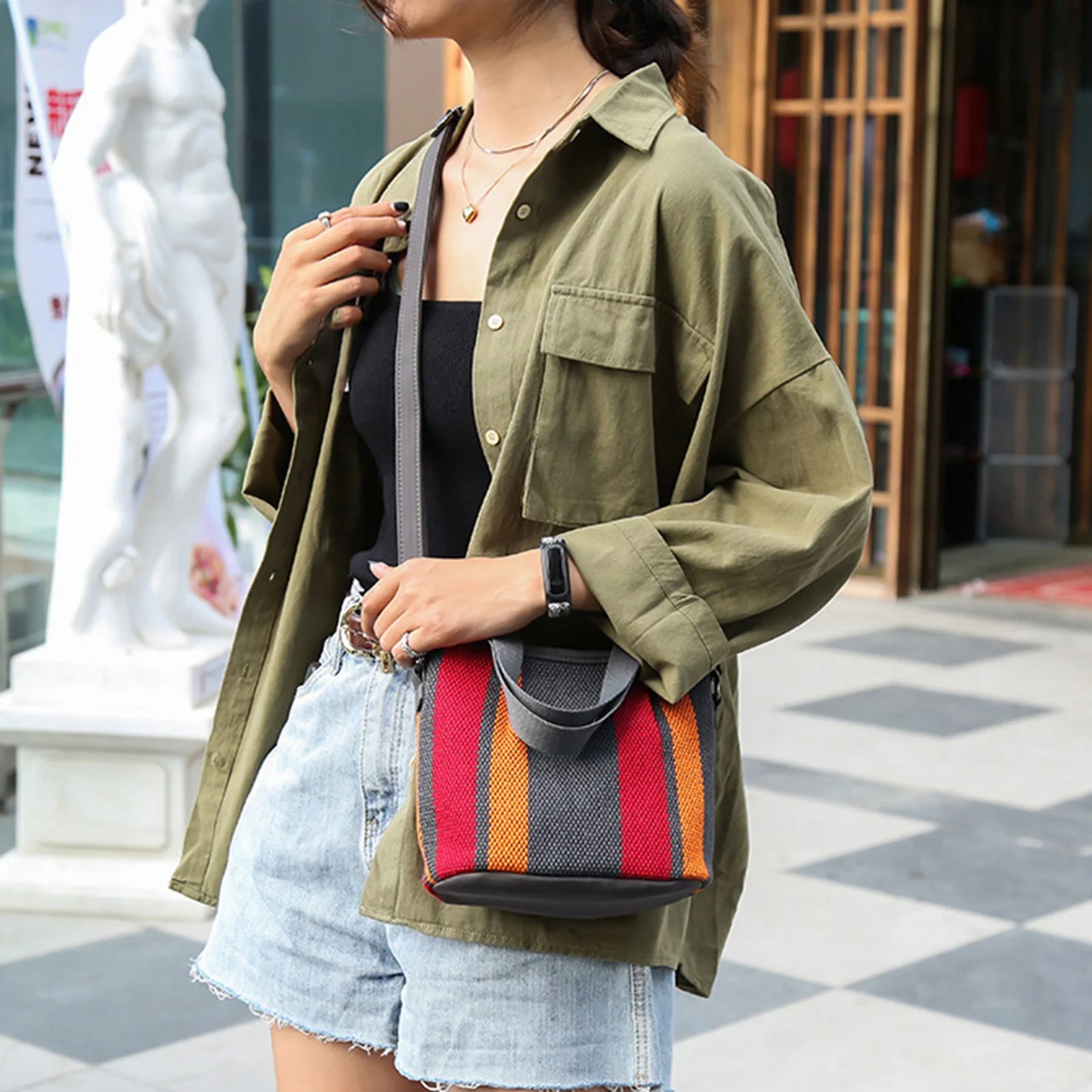 Cotton and Linen Crossbody Bag All-match Trendy Large-Capacity Handbag Gift Option for Wife Mother or Yourself Peaceful Pleasures Health and Wellness