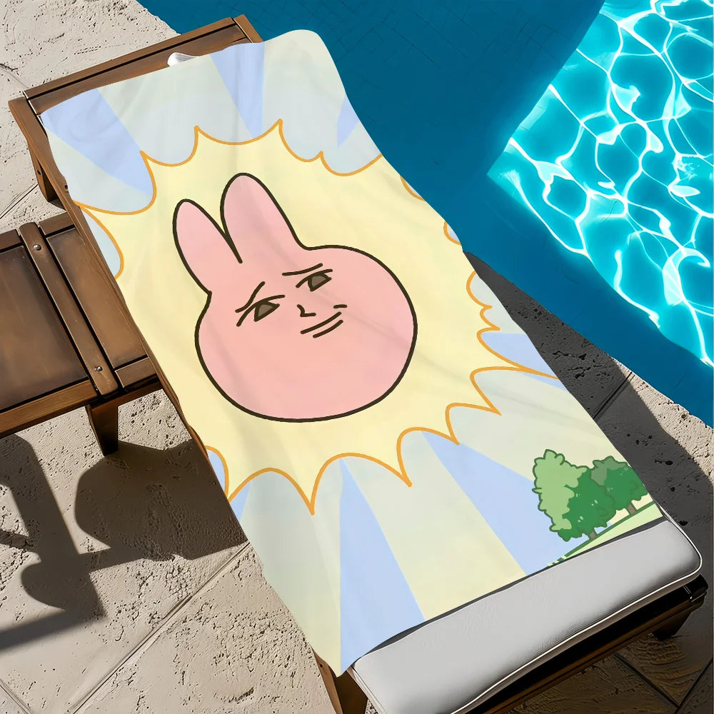 Pink Rabbit Quick-Dry Beach Towel | Soft Cartoon Pool Towel Quick-Dry Beach Towel Peaceful Pleasures Health and Wellness z2 STJ40x70CM