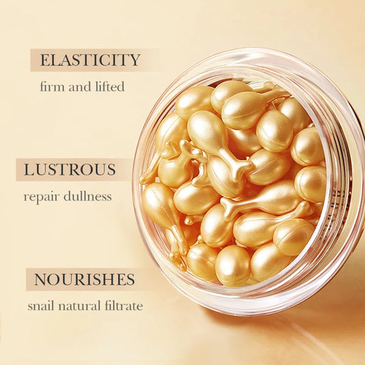 SADOER Rose Snail Face Serum 30 Capsules – Anti-Wrinkle Face Serum Capsules Peaceful Pleasures Health and Wellness