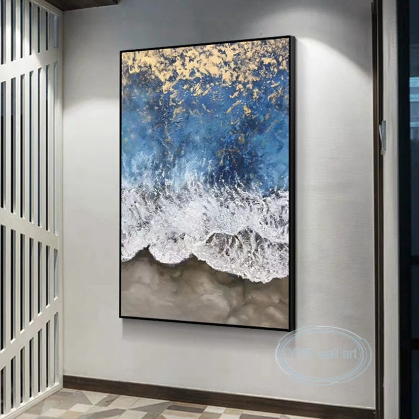 Canvas Wall Art Oil Painting 100% Handmade Abstract Tide Decoration Poster Living Room Light Luxury Picture Porch Acrylic Mural Peaceful Pleasures Health and Wellness