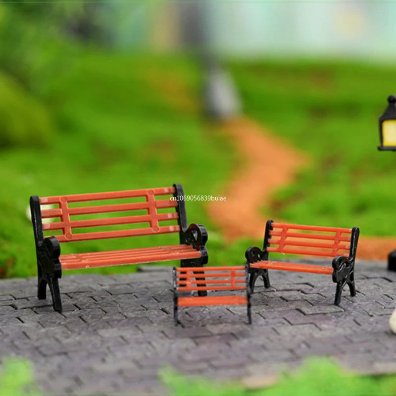 1PCS PVC Miniature Bench Stools Micro Landscapes Park Chair Figurines Crafts Succulents Bonsai Doll House Fairy Garden Decor Peaceful Pleasures Health and Wellness