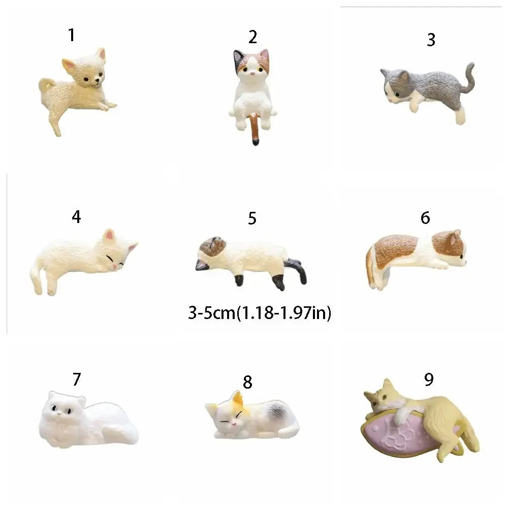 Office Desktop Mini Cute Little Cat Ornament Computer Car Center Console Display Screen Edge Decoration Figurine Simulation Cats Peaceful Pleasures Health and Wellness