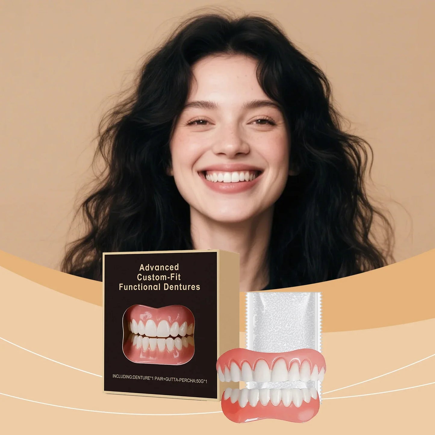 Silicone Denture Kit – Soft Fake Teeth Upper & Lower Veneers