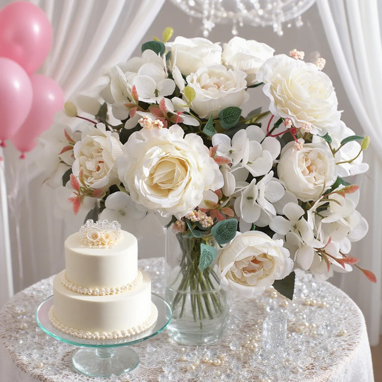 Silk Artificial Rose Bouquet – Wedding & Home Décor Flowers