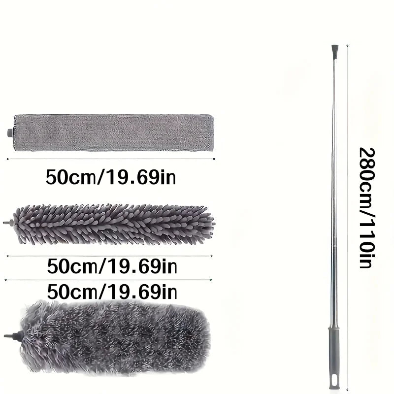 4-Piece Set of Household Electrostatic Dusters, Extendable Feather Dusters, Extendable Dust Brushes, Dusters for High Ceilings, Fans, Spider Webs, Reusable, Lightweight, for Cleaning Curtains and Ceiling Fans Peaceful Pleasures Health and Wellness