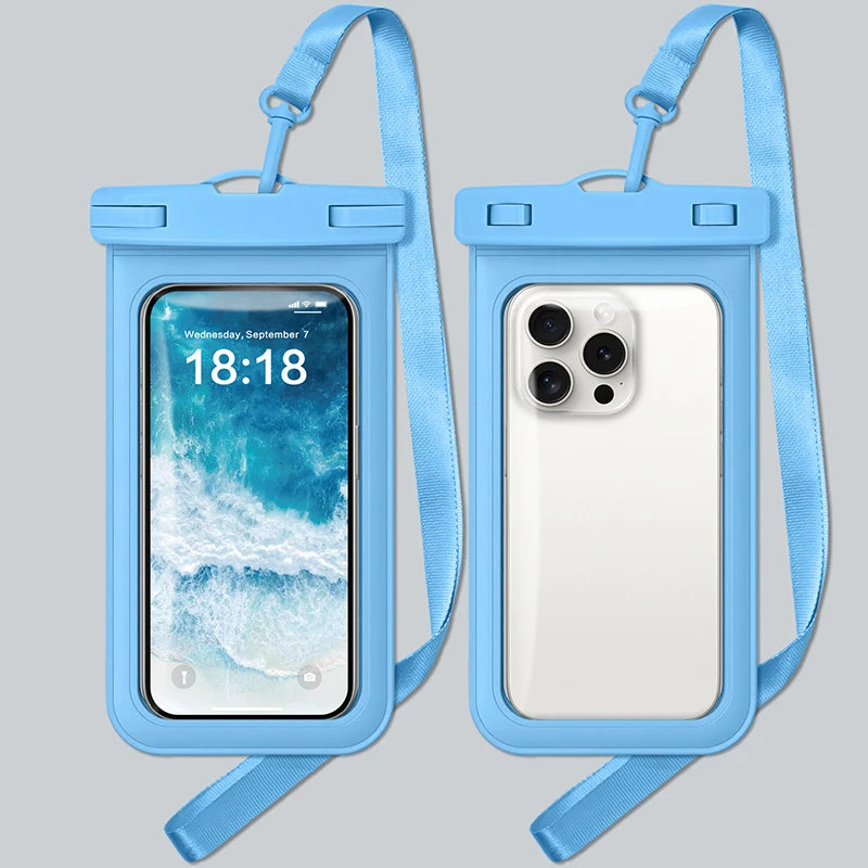 waterproof phone pouch smartphone case waterproof phone pack phone armbands and pouches phone diving case swimming bag phone Peaceful Pleasures Health and Wellness Blue(7 inch)