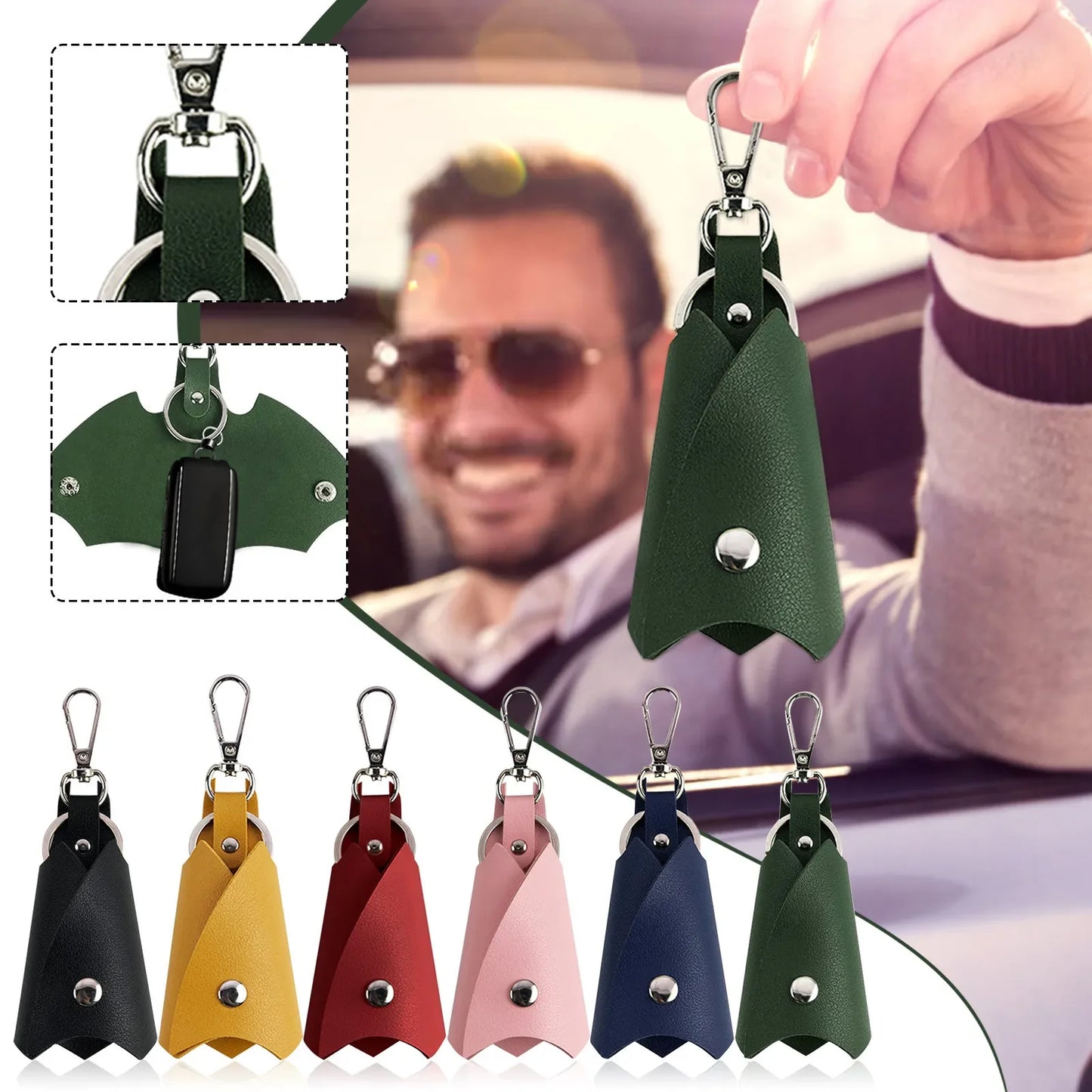 Bat Shape PU Leather Keychain Organizer – Men & Women Gift