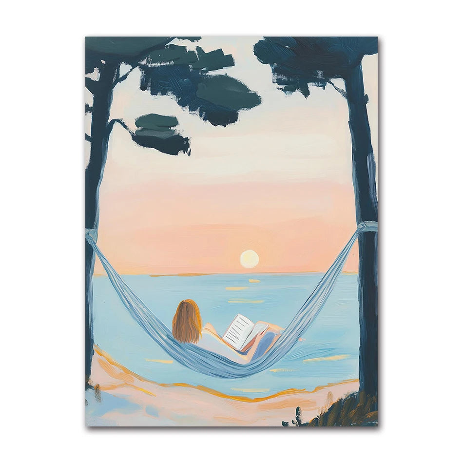 Beach Surfing Canvas Wall Art | Summer Seaside Poster Print Canvas Wall Art Peaceful Pleasures Health and Wellness 61739-07 50x70cm Unframed