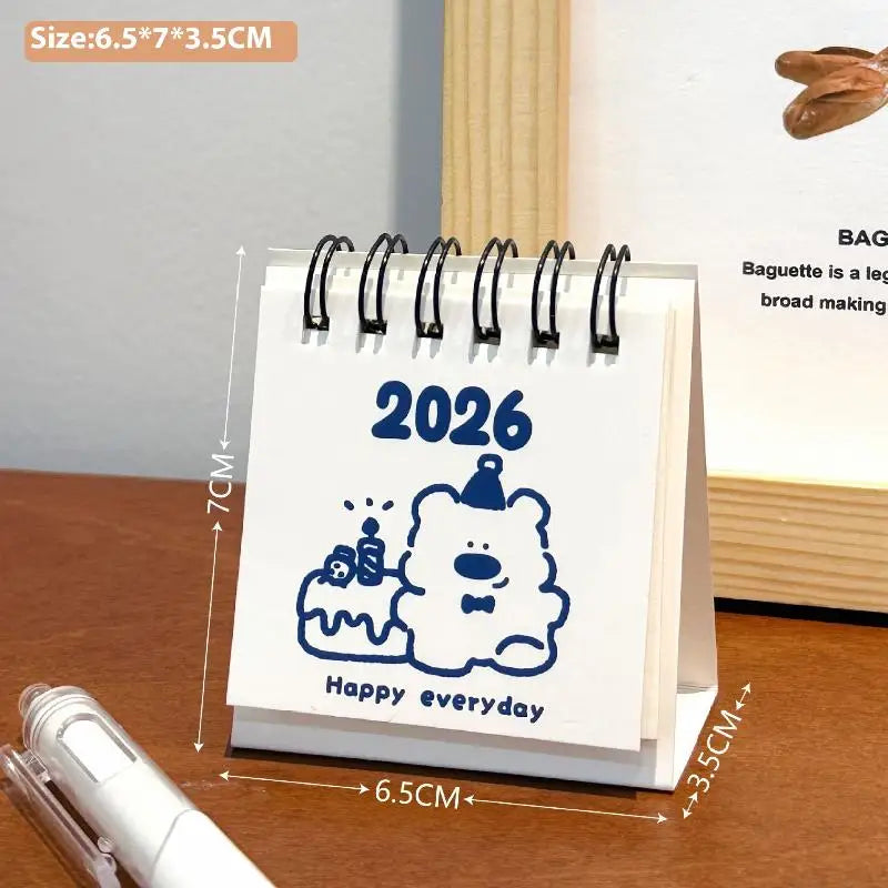 2026 Horse Year Mini Desk Calendar – Cartoon Coil Planner