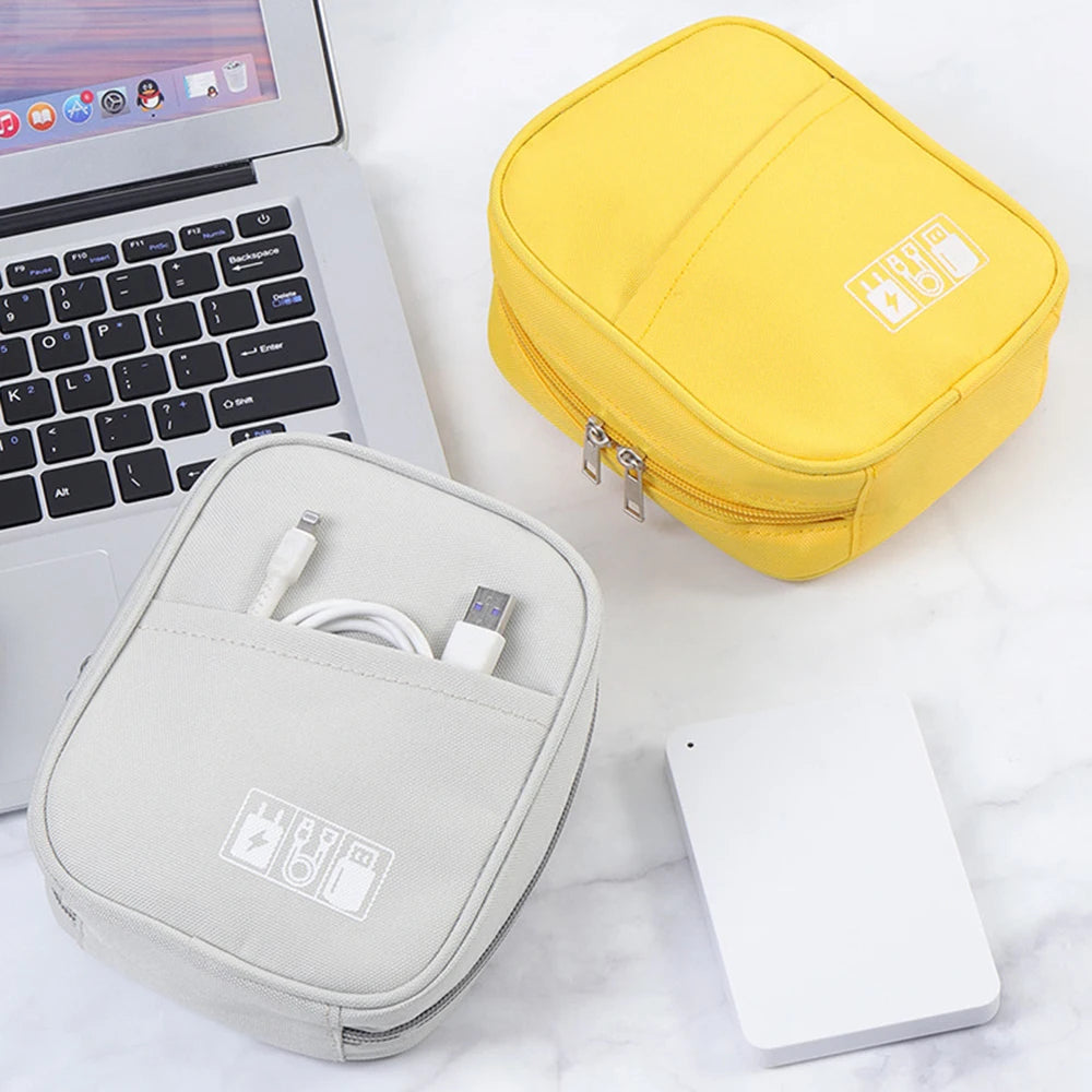 Waterproof Portable Cable Organizer Bag - Travel Digital Accessories Pouch for USB Power Bank Earphones Storage Case with Zipper Peaceful Pleasures Health and Wellness