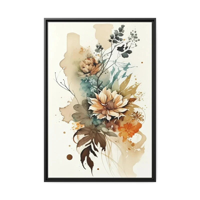 Colorful Flowers Watercolor Canvas Wall Art Print | Unframed