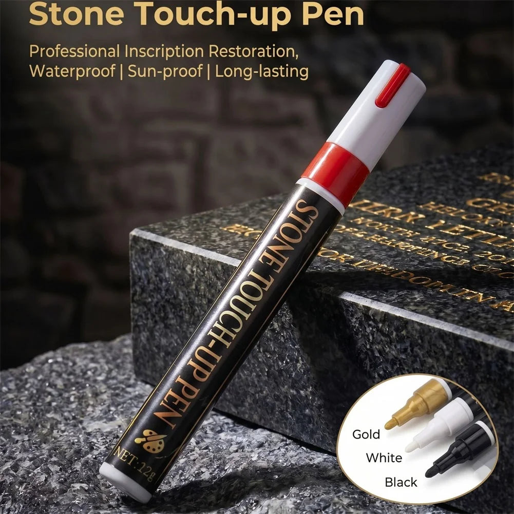 Tombstone Marker Pen For Restoring Faded Grave Inscriptions Waterproof & Fade-Resistant Permanent Ink Outdoor Rock Painting Peaceful Pleasures Health and Wellness Red B