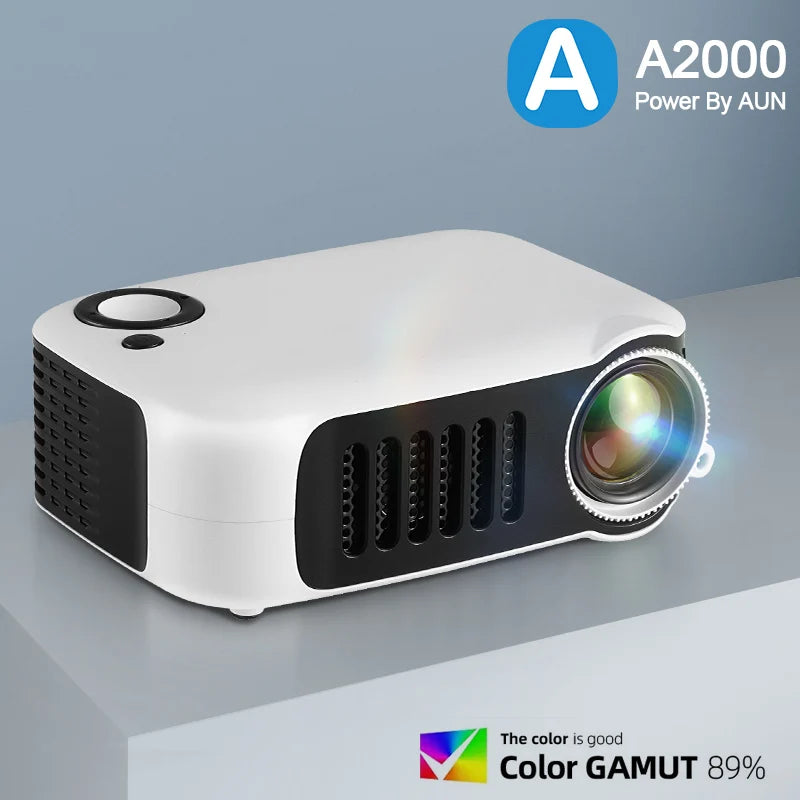 AUN A2000 Mini LED Projector – 1080P Portable Home Theater Peaceful Pleasures Health and Wellness