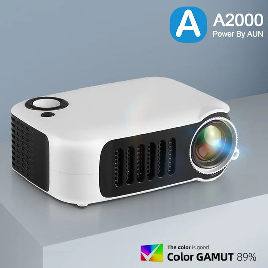 AUN A2000 Mini LED Projector – 1080P Portable Home Theater Peaceful Pleasures Health and Wellness