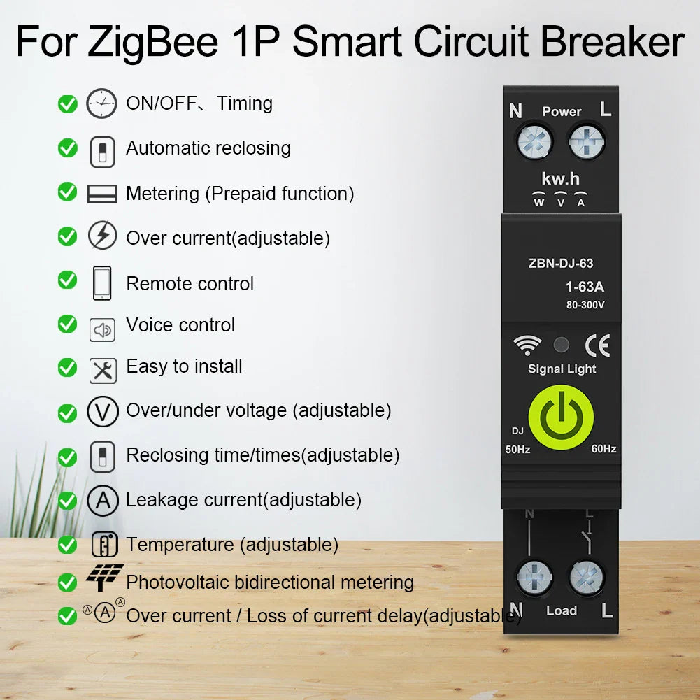 Tuya ZigBee Smart Circuit Breaker 63A – Remote Energy Meter